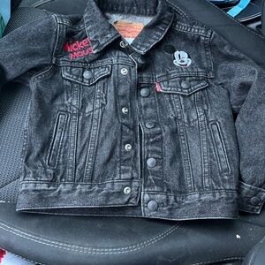 Levi's Black Denim Jacket with Mickey Mouse Embroidery